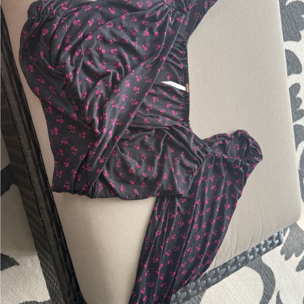 Free People Black and Pink Blouse